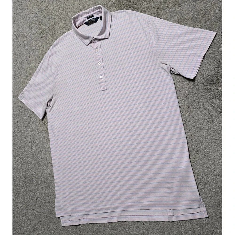 Ralph Lauren Polo Golf Performance Stretch‎ Lisle Polo Pink Blue Striped Mens XL